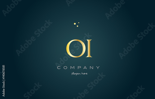 oi o i  gold golden luxury alphabet letter logo icon template