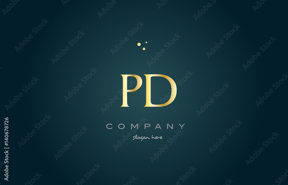 pd p d  gold golden luxury alphabet letter logo icon template