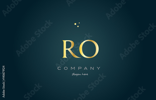 ro r o gold golden luxury alphabet letter logo icon template