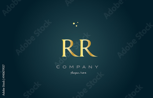 rr r gold golden luxury alphabet letter logo icon template