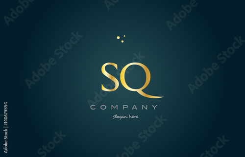 sq s q  gold golden luxury alphabet letter logo icon template photo