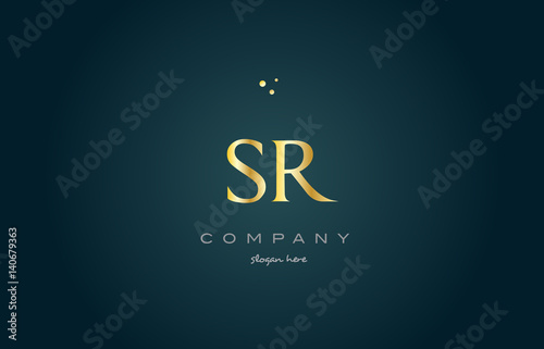 sr s r gold golden luxury alphabet letter logo icon template