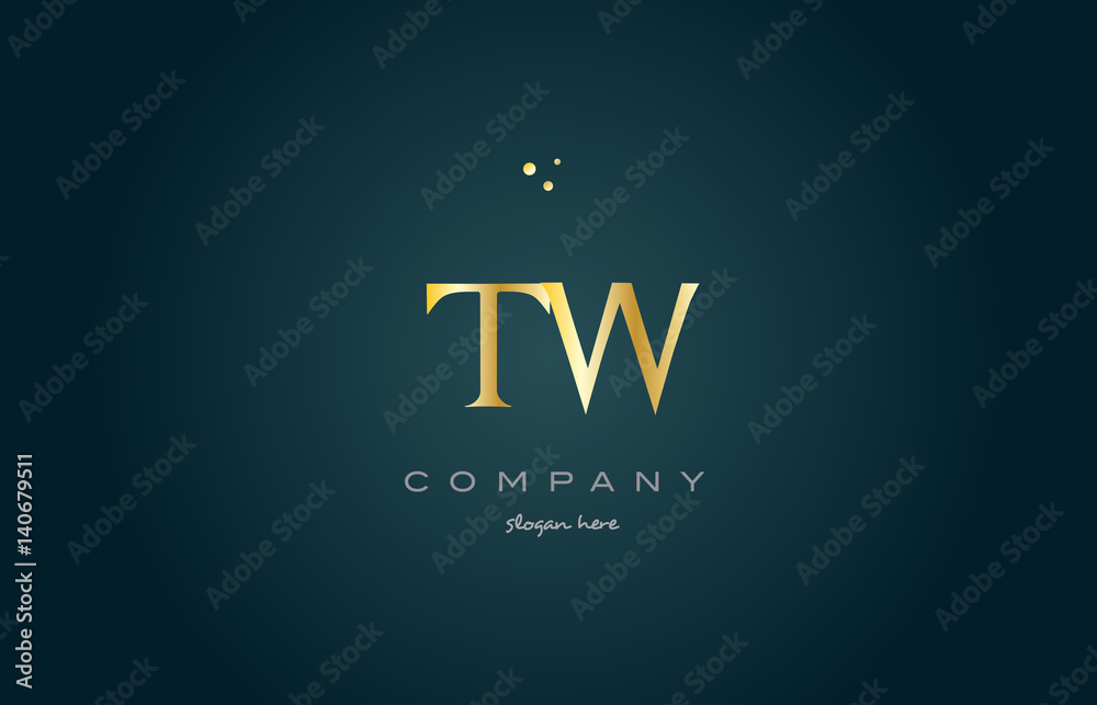 tw t w  gold golden luxury alphabet letter logo icon template