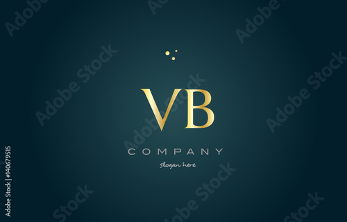 vb v b gold golden luxury alphabet letter logo icon template