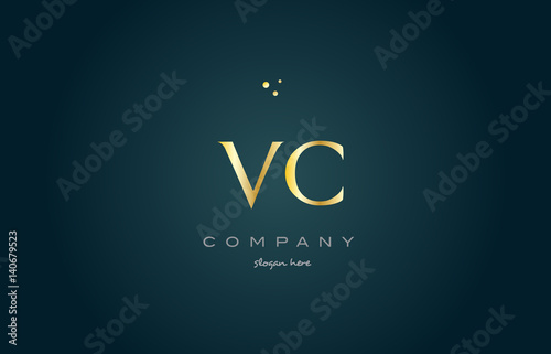 vc v c  gold golden luxury alphabet letter logo icon template