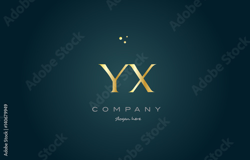 yx y x gold golden luxury alphabet letter logo icon template