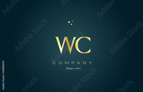 wc w c  gold golden luxury alphabet letter logo icon template