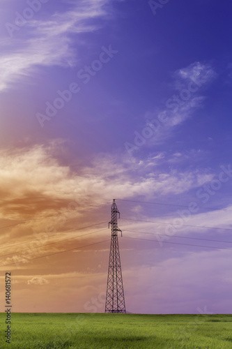  High voltage tower under sky background