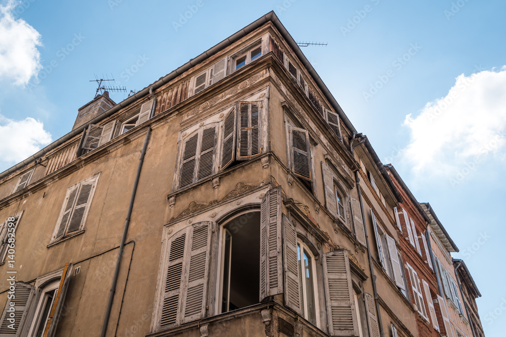 Buildings on an old southern france city street Buildings on an old southern france city street