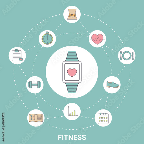 Smart watch with fitness icons.