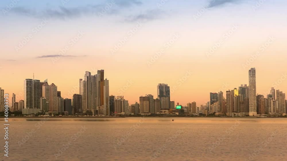 panama cityscape modern city time lapse from day to night pan panama cityscape modern city time lapse from day to night pan