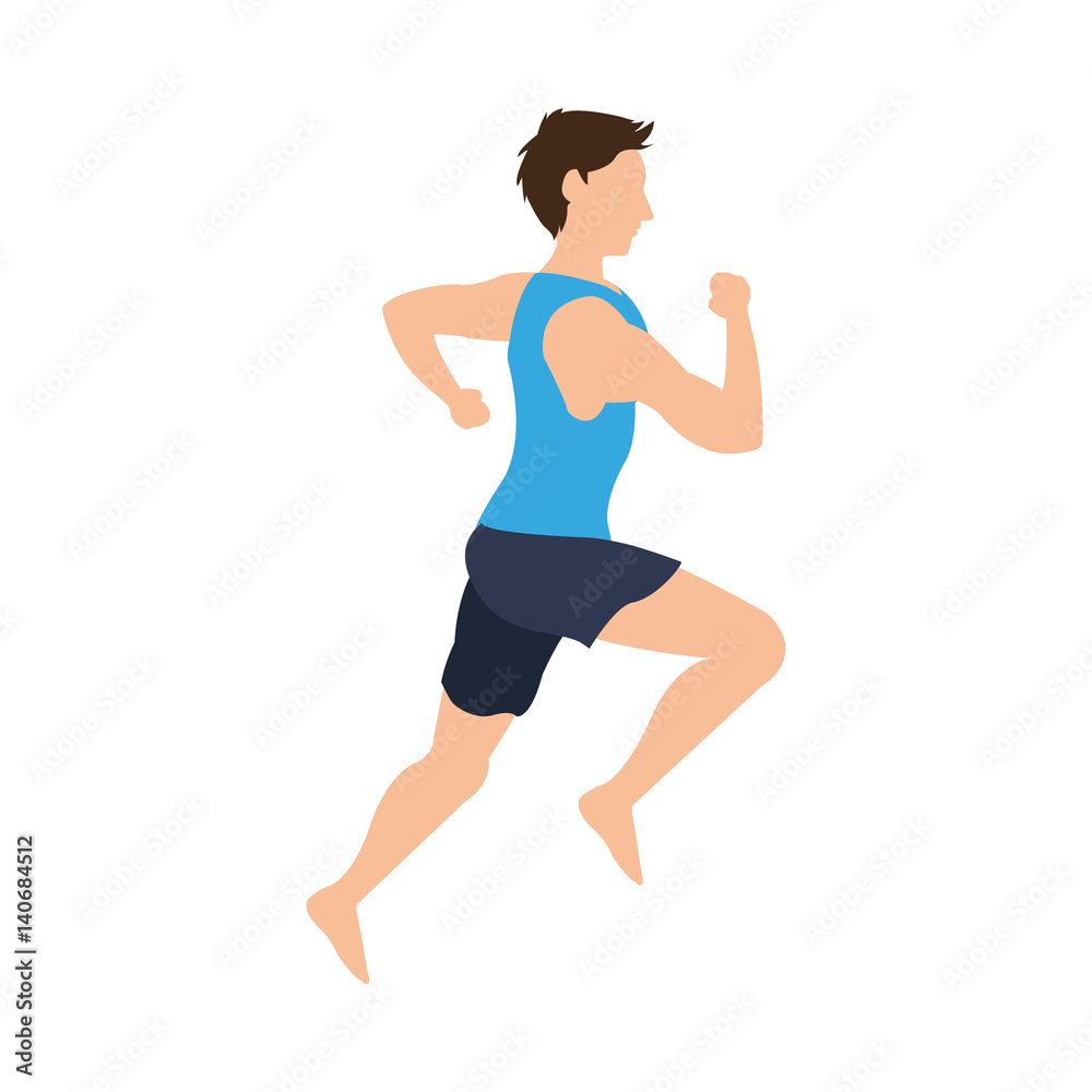 man running icon over white background. colorful design. vector illustration man running icon over white background. colorful design. vector illustration