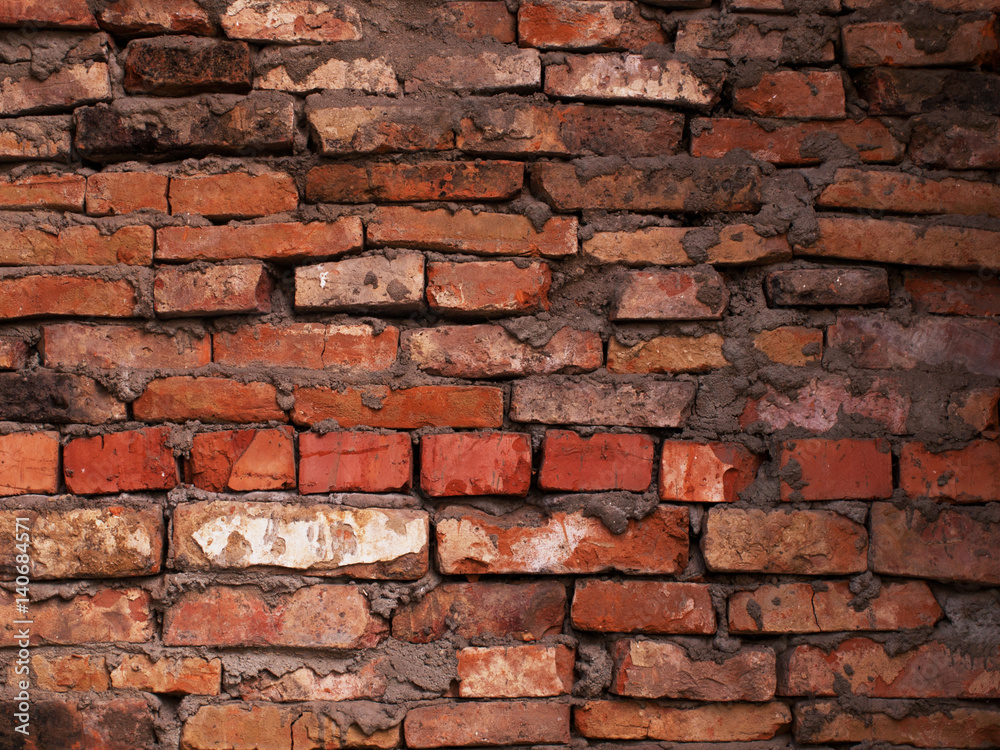 Obraz premium Old red brick wall textured wallpaper background