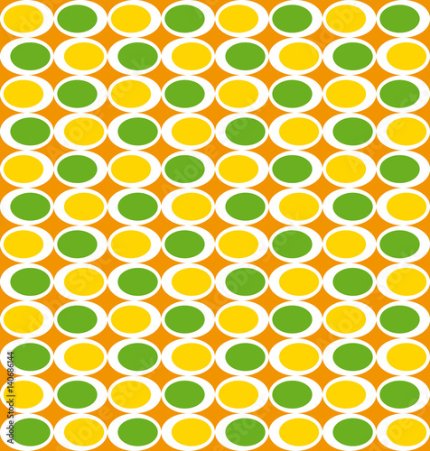 Fun geometric pattern with orange and green circles