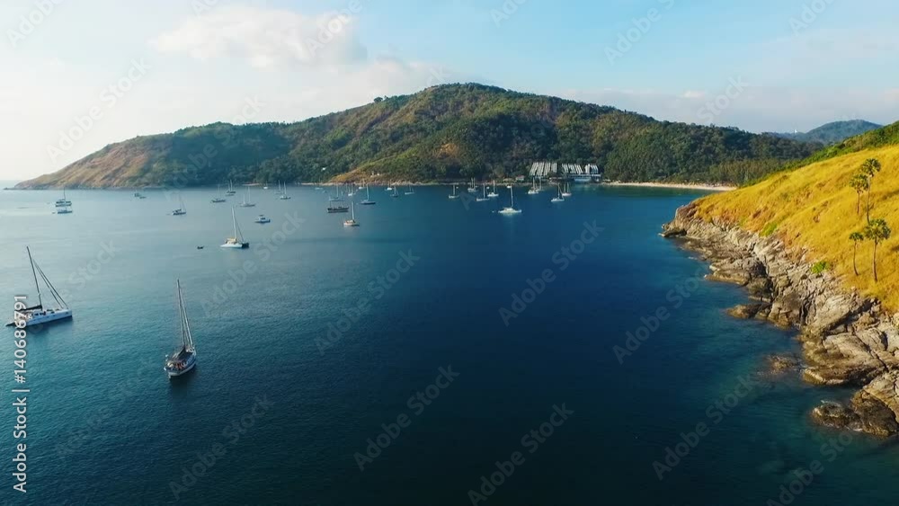 Aerial view of natures sheer limestone karsts tourist destination emerald green water, Phi Phi Island, Krabi, Thailand Aerial view of natures sheer limestone karsts tourist destination emerald green water, Phi Phi Island, Krabi, Thailand