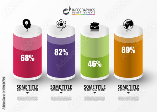 Infographic design template. Columns and percents. Vector