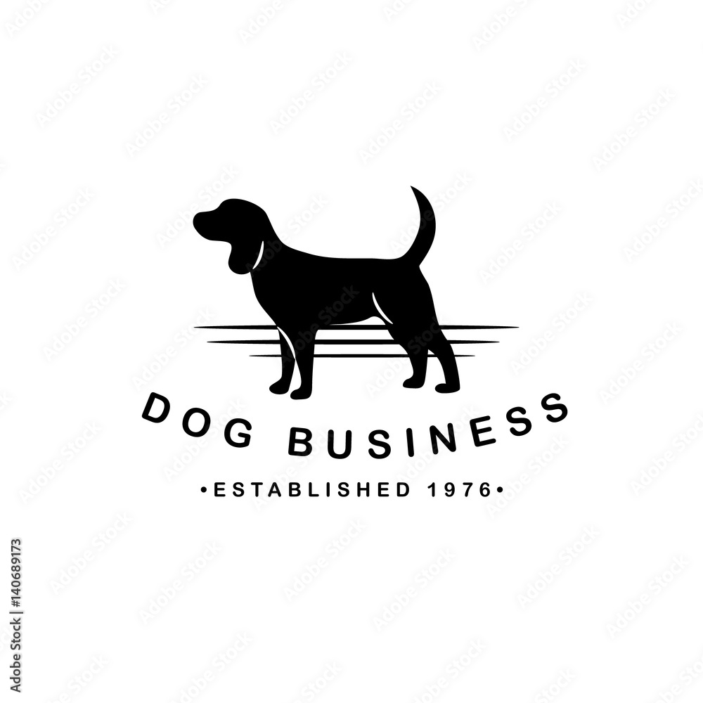 Standing dogs icon design. Dog silhouette symbol for pet business, pet sitter, breeder, dog walker, veterinarian, shelter, rescue. EPS 10 vector.