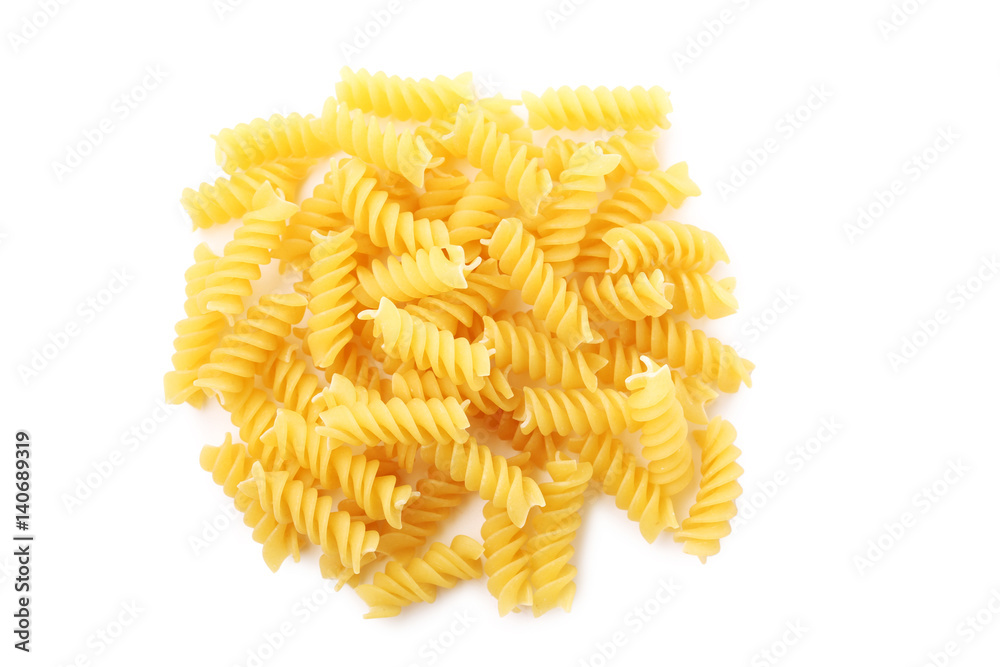 Spiral pasta isolated on a white background Spiral pasta isolated on a white background