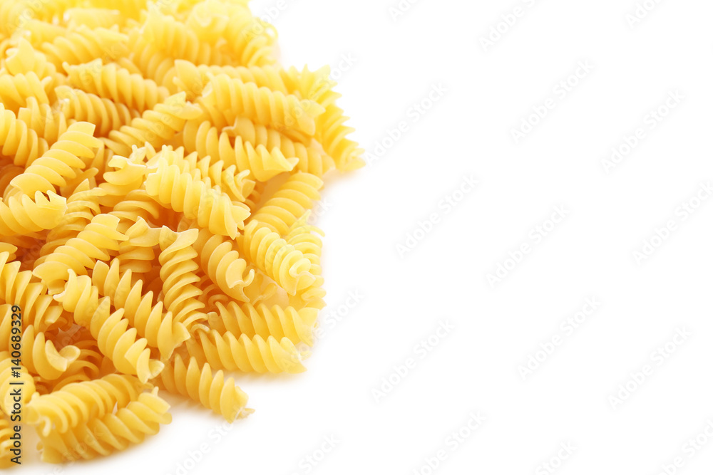 Spiral pasta isolated on a white background Spiral pasta isolated on a white background
