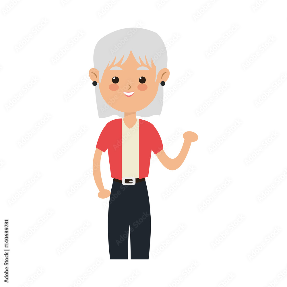 old woman cartoon icon over white background. colorful design. vector illustration