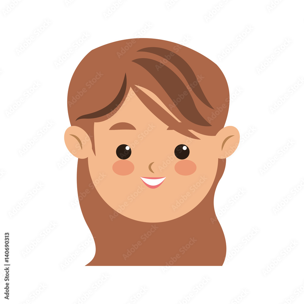 woman face cartoon icon over white background. colorful design. vector illustration