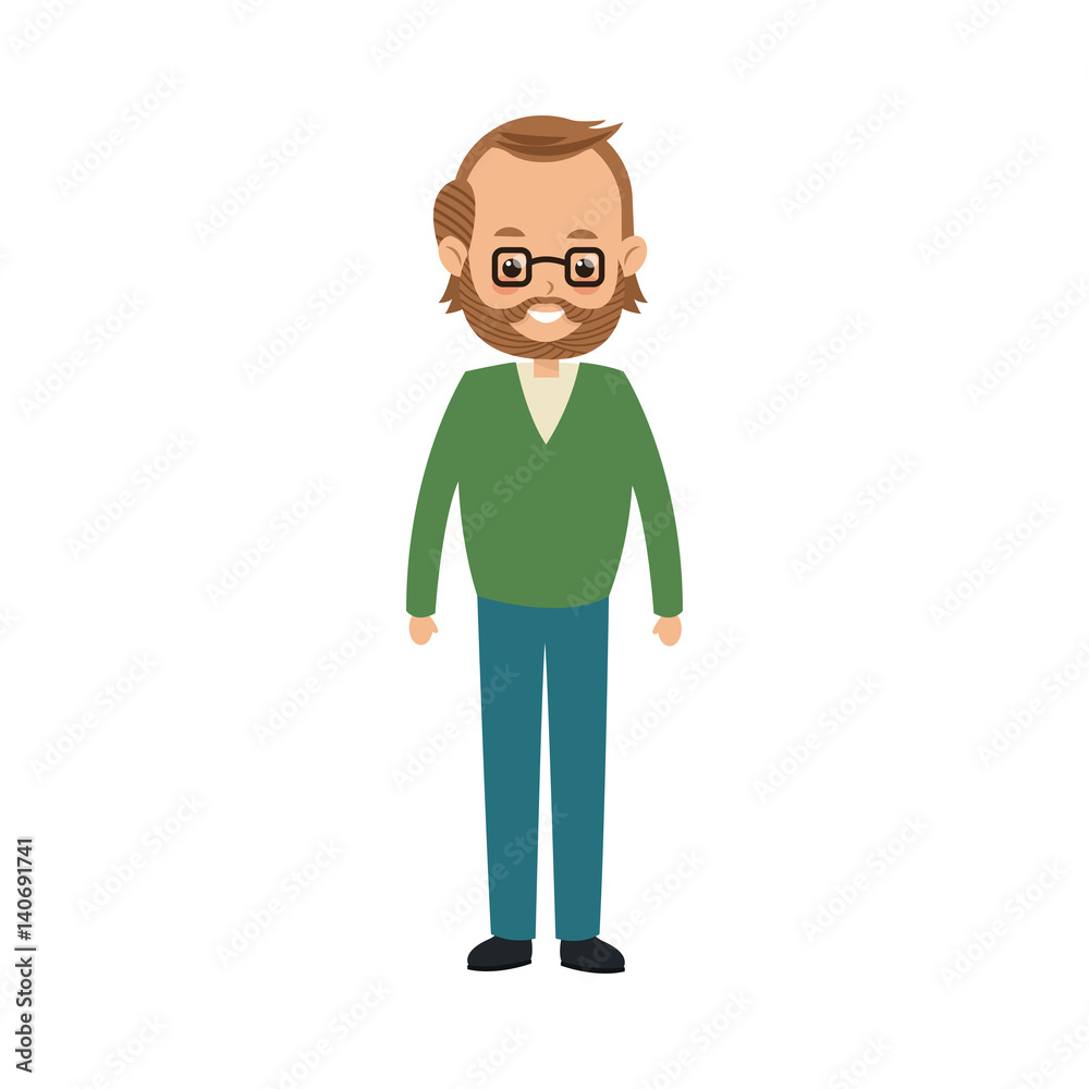 happy man cartoon icon over white background. colorful design. vector illustration