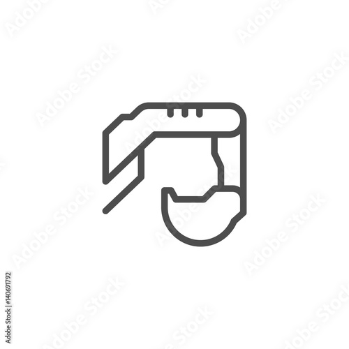 Excavator bucket line icon