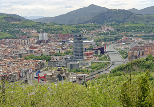 View from Artxanda Mountain of the center city of Bilbao in Northern Spain
