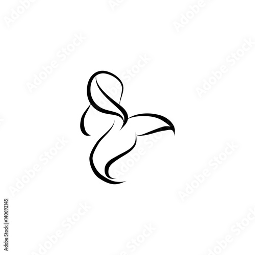 whale from black lines, abstract logo vector