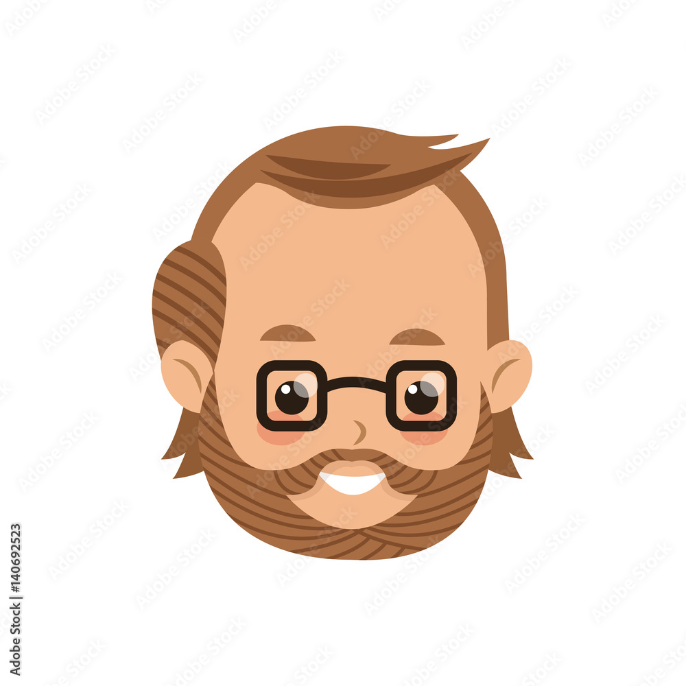 happy man face cartoon icon over white background. colorful design. vector illustration
