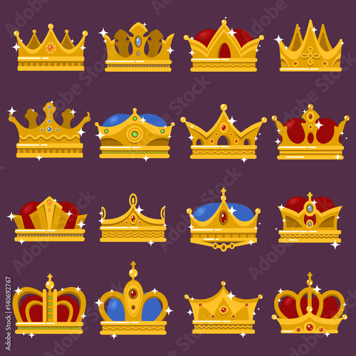 Monarch shining crown, pope tiara, queen headdress