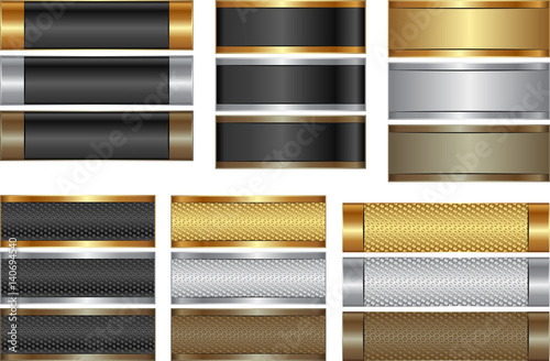 set of isolated banners golden, silver and brown