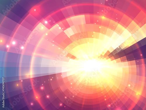 Abstract sunshining fiery vector circle mosaic background