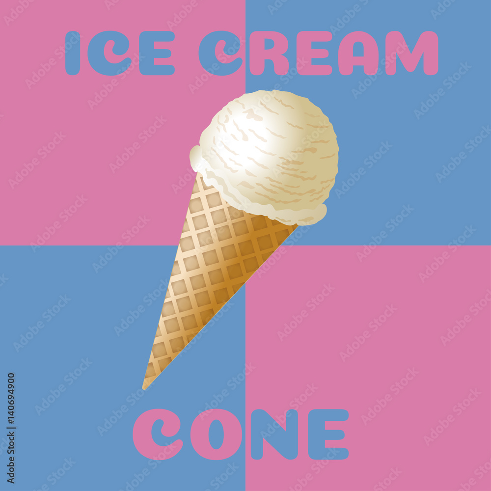 Ice cream cone on pink and blue background Stock Vector | Adobe Stock