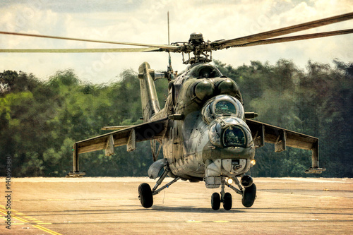 Helicopter gunship touchdown