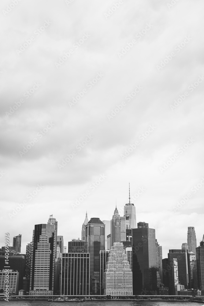 View of lower Manhattan skyline from Brooklyn Heights Promenade.