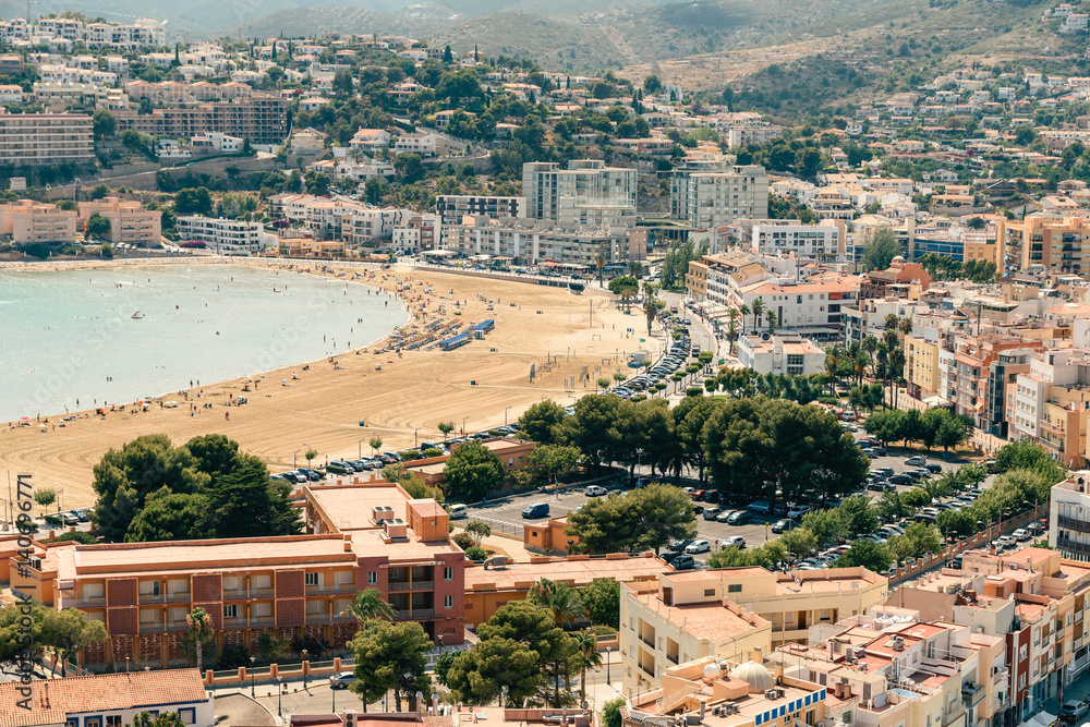 Aerial Panoramic View Of Peniscola City In Spain