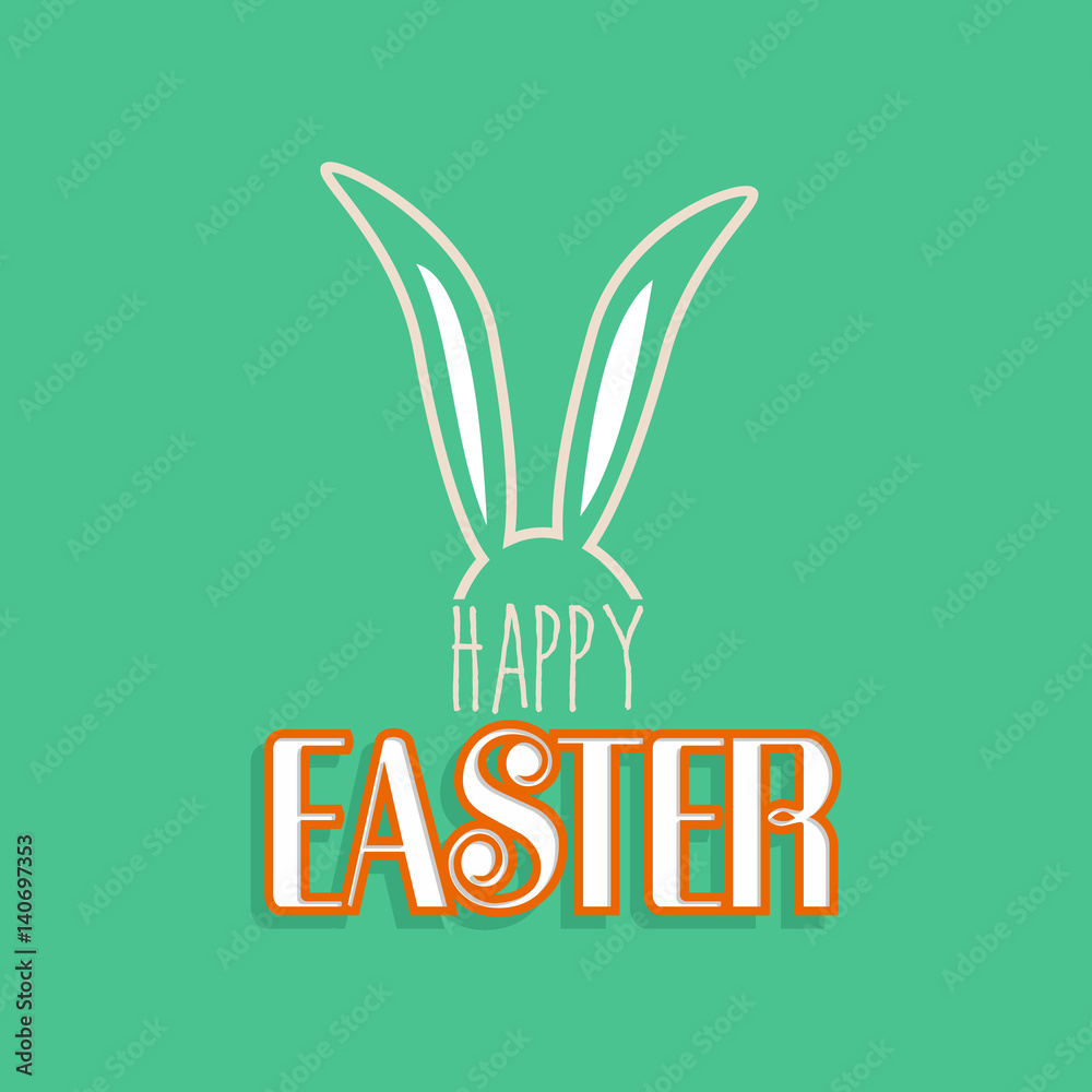 Rabbit ears for happy Easter greeting card
