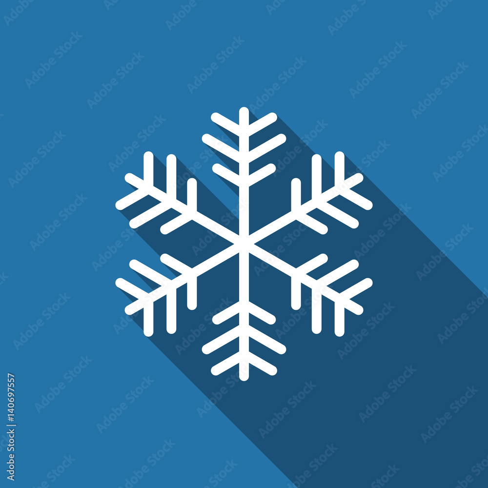 Snowflake flat icon with long shadow. Vector Illustration Snowflake flat icon with long shadow. Vector Illustration