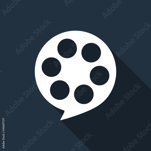 Film reel flat icon with long shadow. Vector Illustration
