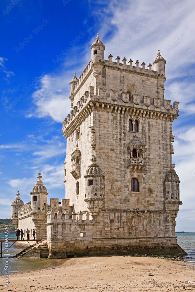 Belem Tower on the Tagus river near Lisbon, Portugal.
