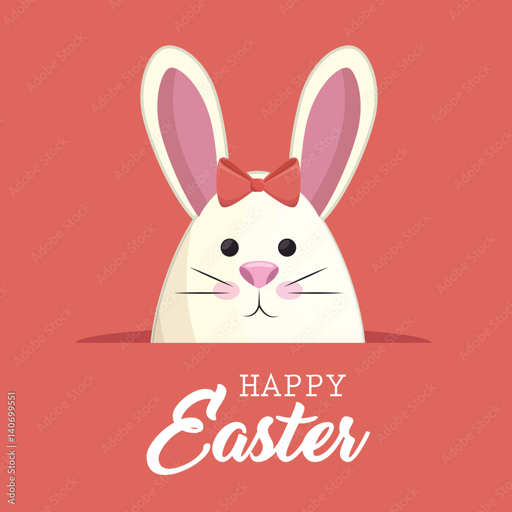 Fototapeta premium cute rabbit happy easter vector illustration design