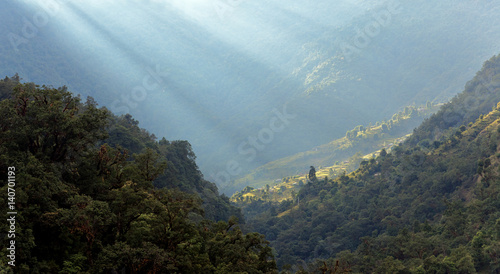 The rays of the sun over the nepal valley, Nepal photo