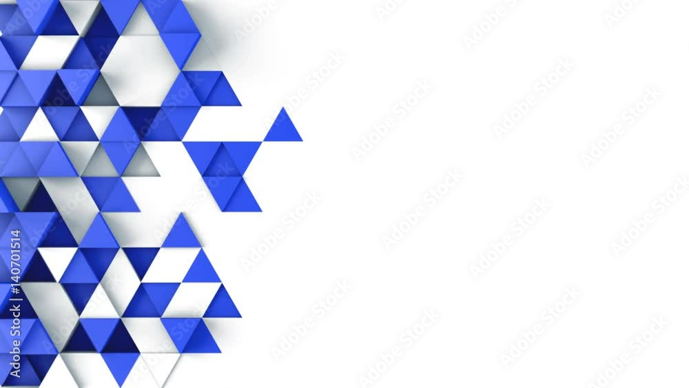 Blue triangles extruded and free space. Abstract geometric background. 3D render seamless loop smooth animation. 4k UHD (3840x2160)
Blue triangles extruded and free space. Abstract geometric background. 3D render seamless loop smooth animation. 4k UHD (3840x2160)