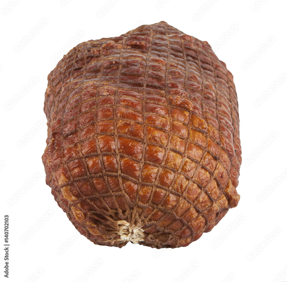 smoked ham on white background