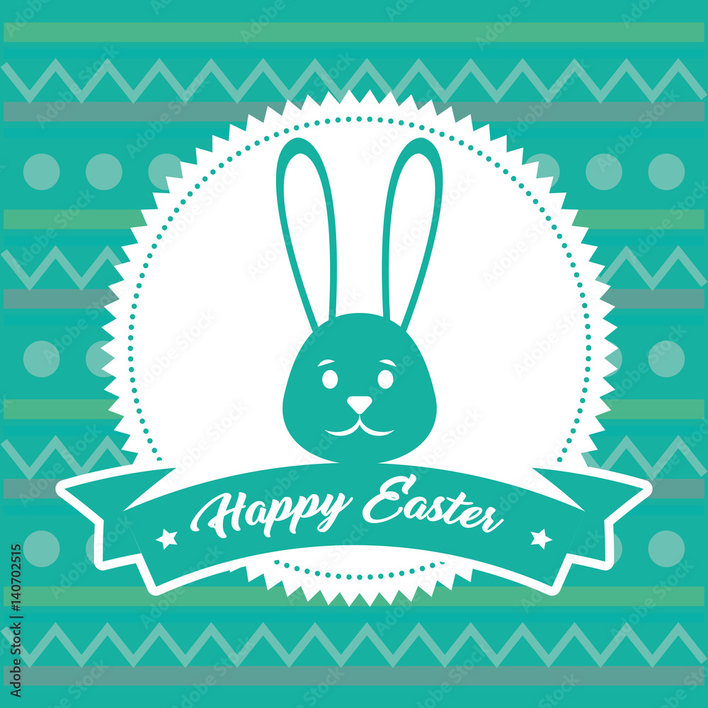 Fototapeta premium cute rabbit happy easter vector illustration design