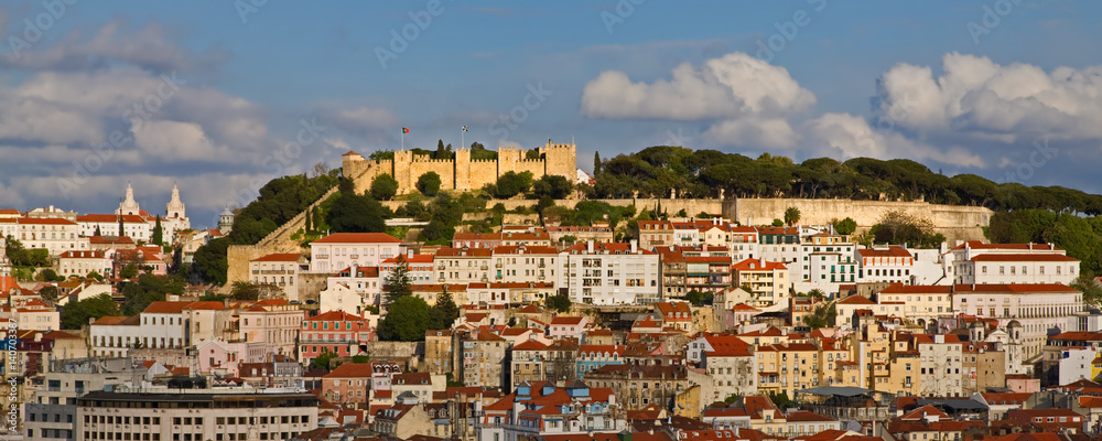 Sao Jorge castle on hilltop of Lisbon, Portugal.