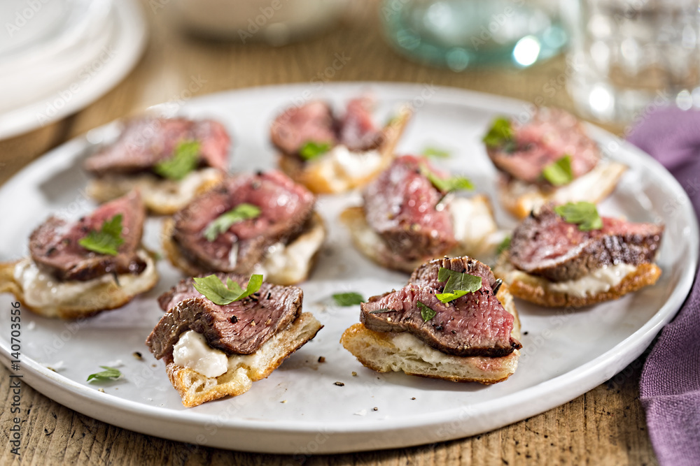 Yorkshire pudding with steak and horseradish sauce 