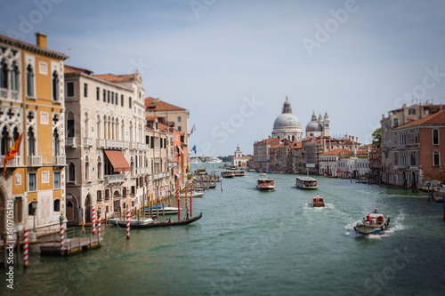Tilt-shift landscape of Canal Grande and Salute, Venice