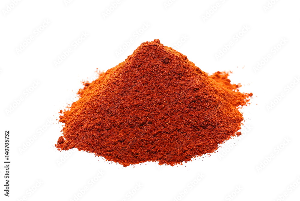 Pile of red paprika powder isolated on white Pile of red paprika powder isolated on white